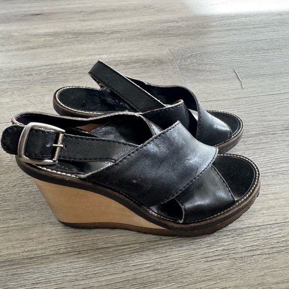 Chloe Shoes - Chloe vintage wood and rubber sold wedge black leather size 8